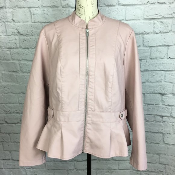 baccini faux leather peplum jacket